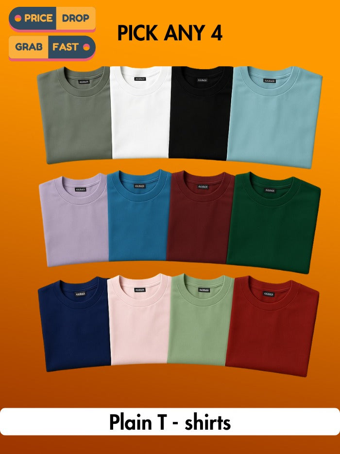 Pick Any 4 - Plain T-shirt Combo